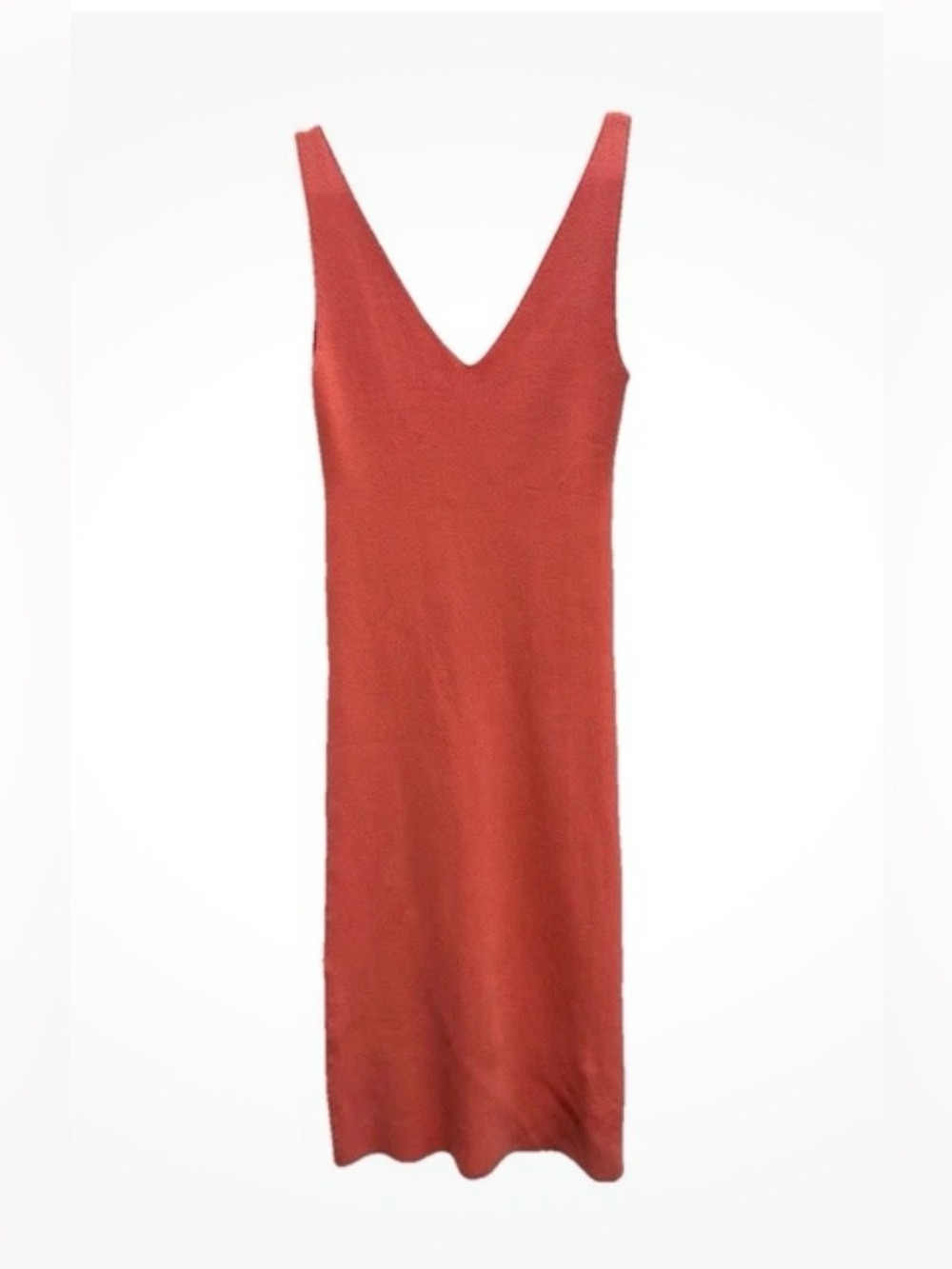 Free People BEACH Dress midi Rib Knit Daniela Sleeveless Coral Boho Chic M